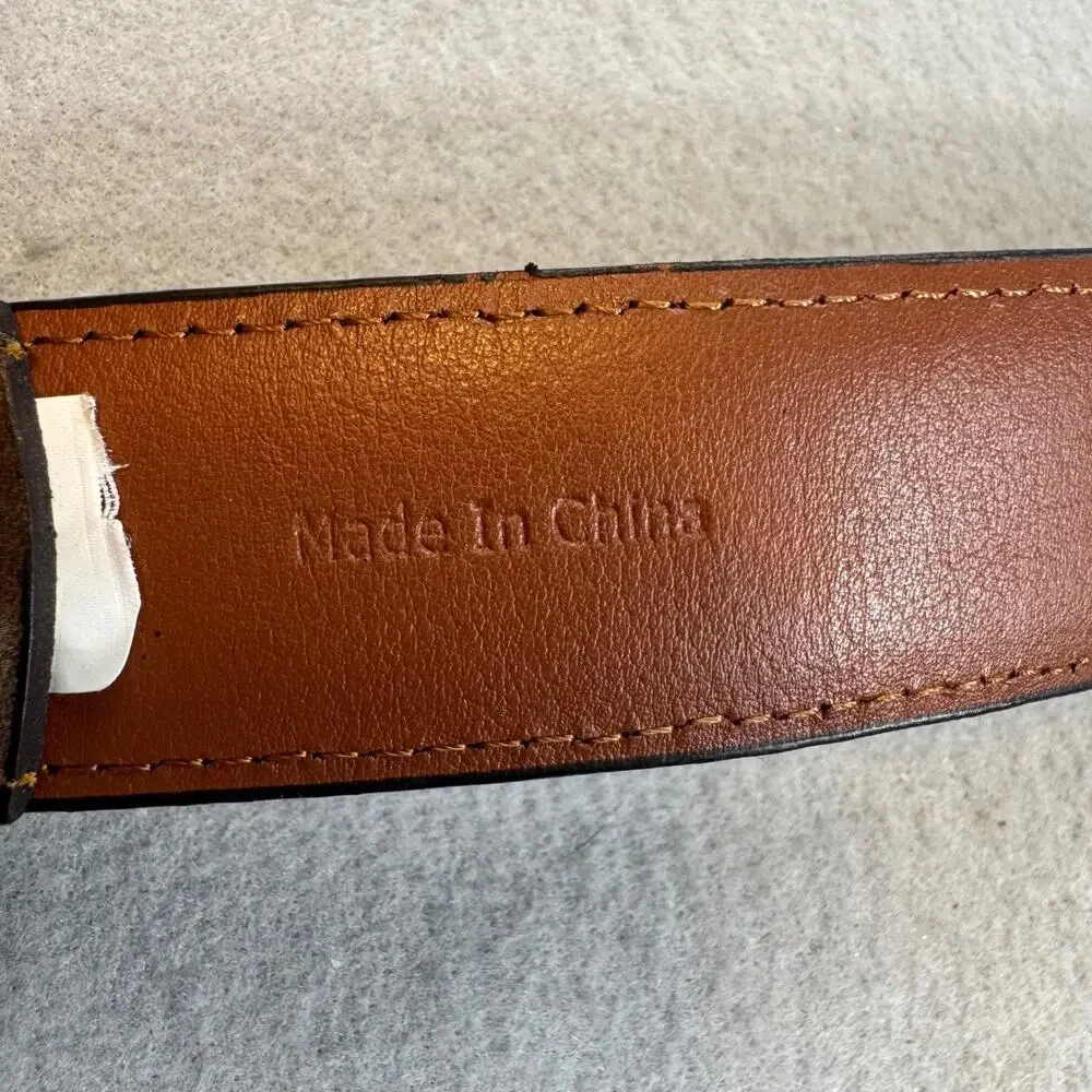 Johnston & Murphy Leather Belt Mens 38 Brown Distressed Oiled Contrast Stitched
